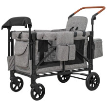 Portable Twin Seat Foldable Camping Cart - Children's Camper Trolley Wagon