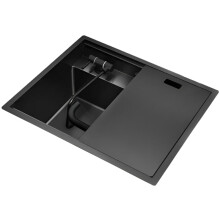 304 Stainless Steel Nanometer Double Cover Handmade Hidden Kitchen Sink with 3 Holes - Large Single Basin Design
