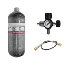 2L Carbon Fiber Scuba Cylinder with 300Bar Regulating Valve & Pressure Gauge for Diving