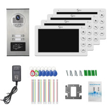 Advanced 4-Unit Apartment Intercom System with 7-Inch Video Doorbell & RFID Card Unlock
