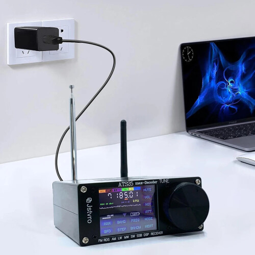 Si4732 ATS-25 Max Decoder Radio Receiver V4.16 - Enhanced CW & RTTY Decoding, WiFi Connectivity, 3000mAh Lithium Battery