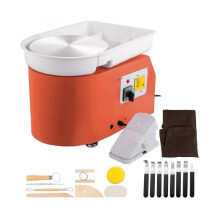 28cm Electric Pottery Wheel Machine, 350W with Manual Handle & Foot Pedal for School Ceramic Clay, DIY Art & Craft Projects