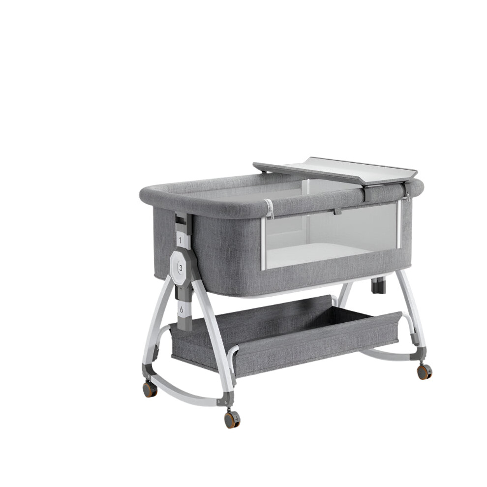 Adjustable Baby Bedside Crib with Diaper Table & Mattress - Newborn Bassinet & Splicing Bed