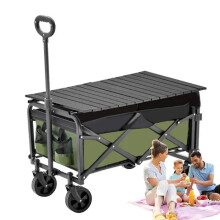 Compact Foldable Wheeled Cart: Outdoor Camping & Picnic Hand-Push Trolley with Pull Rod