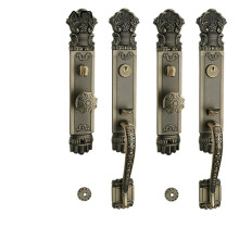 Elegant European Solid Wood Double Door Lock in Yellow Bronze for Villa Interiors and Outdoor Gates