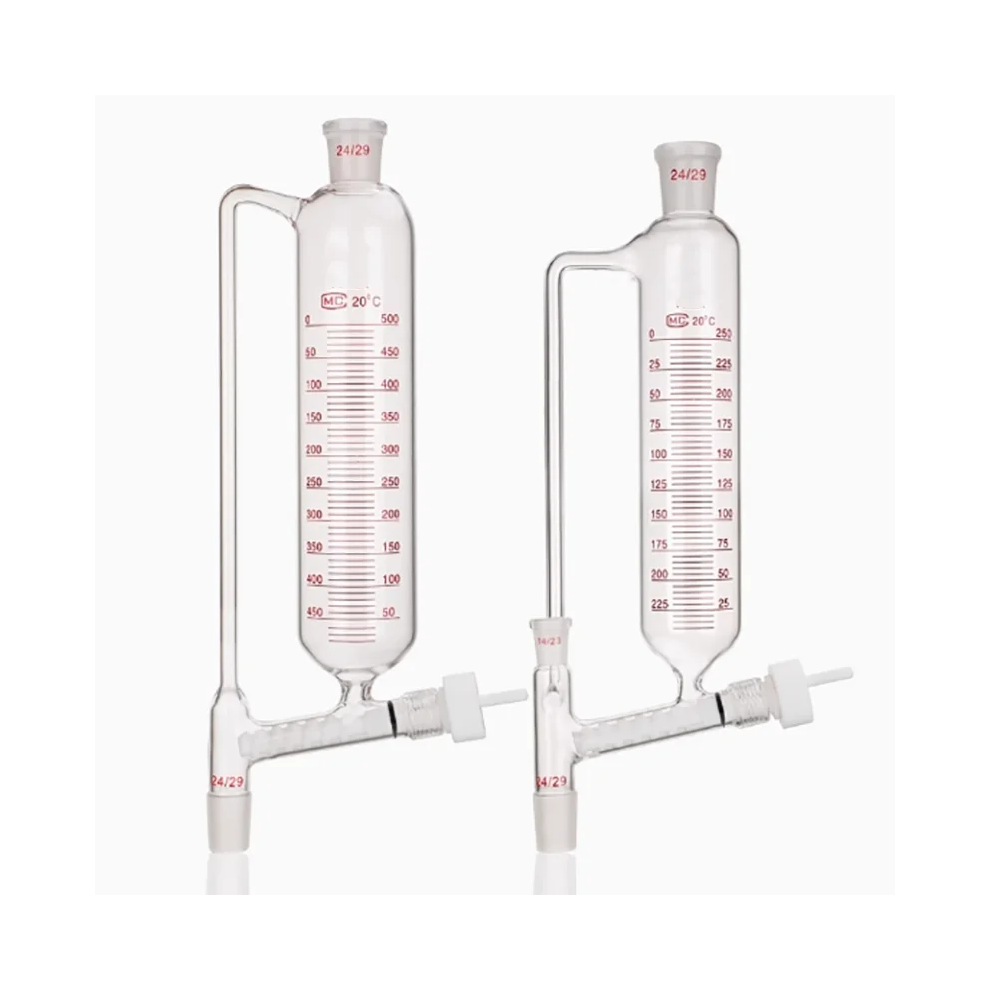 Cylindrical Powder Feeding Funnel Set - 100ml, 250ml, 500ml, 1000ml - Standard Mouth with Upper and Lower Grinding Mouth 24