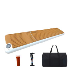 Jain Inflatable Floating Dock with Wood Grain EVA Non-Slip Surface & Water Access Gangway for Lakes & Oceans