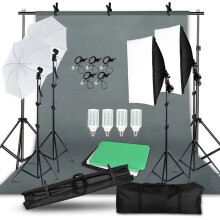 Complete Photography Studio Kit: Softbox Lighting, Frame Support, 3 Backdrops, and Tripod Stand