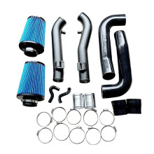 High-Performance Cold Air Intake Kit for Nissan 350Z/370Z, G35/G37, Q50 - Silver Finish with Silicone Hose & PCV Breather Set