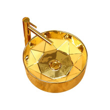 Elegant European Oval Ceramic Art Basin - Customizable Golden Ingot Design for Hotels, Villas, and KTVs