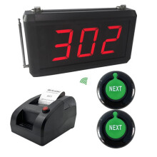 Wireless Queue Management System with 3-Digit Display, Next Control Button, and Thermal Printer