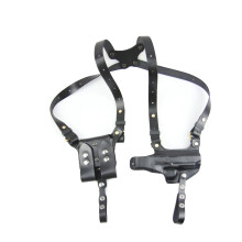 Premium Leather Shoulder Holster with Dual Magazine Pouch for Glock 19 - Tactical Outdoor Gun Holder