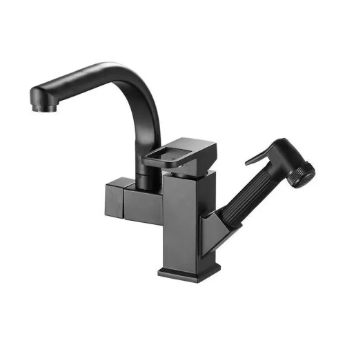 Sleek Modern Nickel Basin Faucet - YYHC Solid Stainless Steel Pull-Out Design