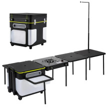Portable Outdoor Cooking Station: Multifunctional Stove with Folding Tables & Storage Organizer for Camping, BBQ, Picnic & Beach Travel