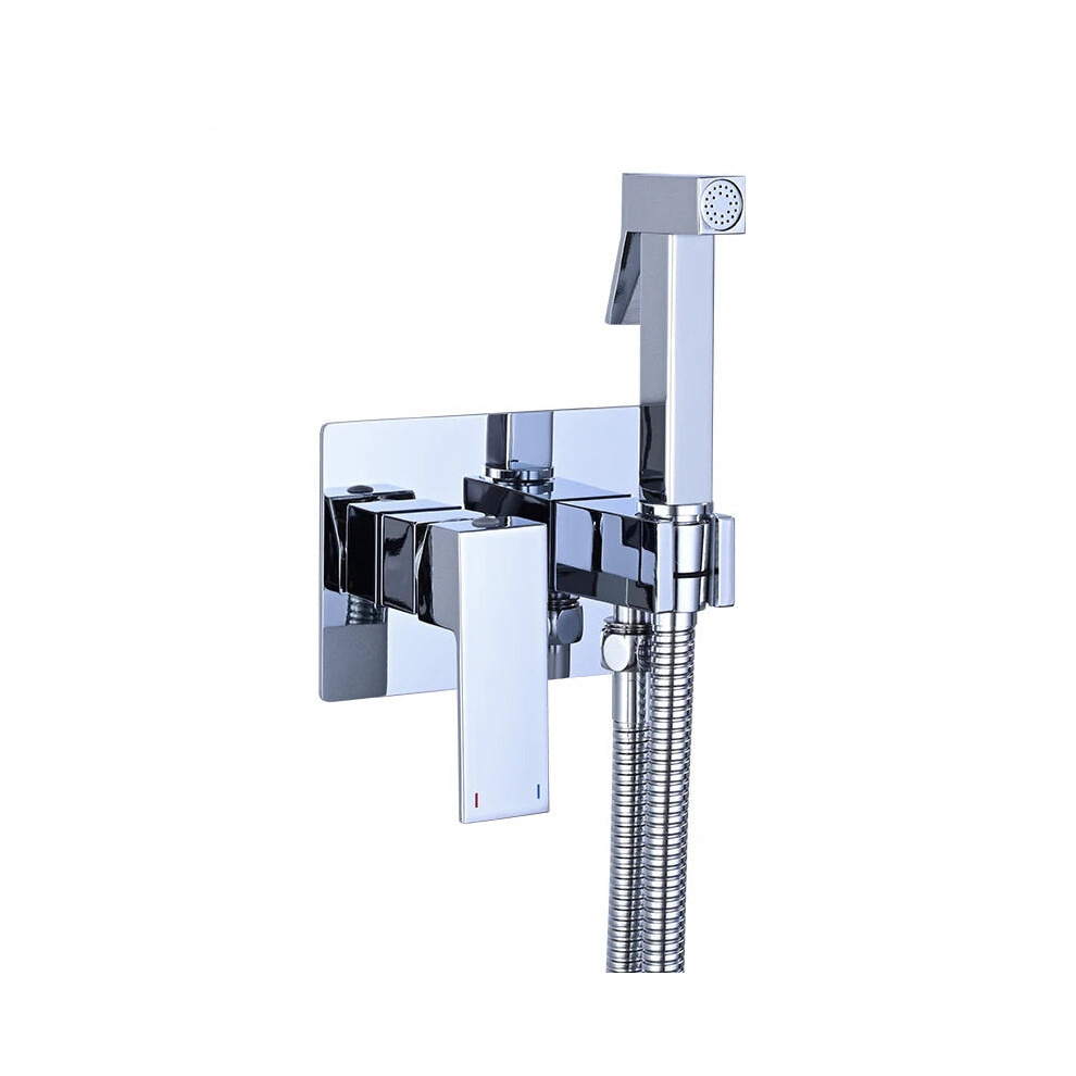 Melissa Brass Bidet Sprayer Shattaf Set with Hot & Cold Valve for Bathroom Toilet and Bathtub Faucet