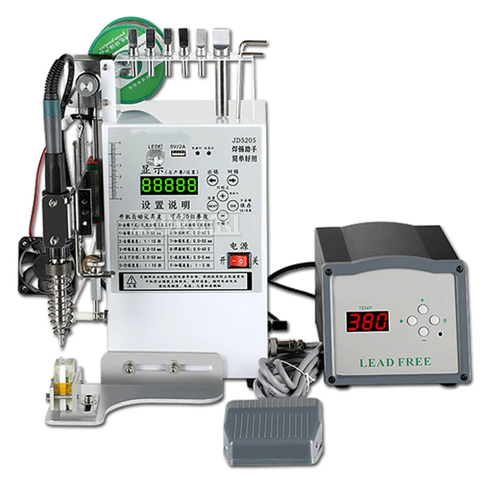 Dual Voltage Pedal-Operated Semi-Automatic Soldering Station With Usb And Power Plug Compatibility 744759630124