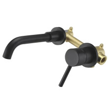 Matte Black Wall-Mounted Brass Bathroom Faucet with Single Handle for Sink