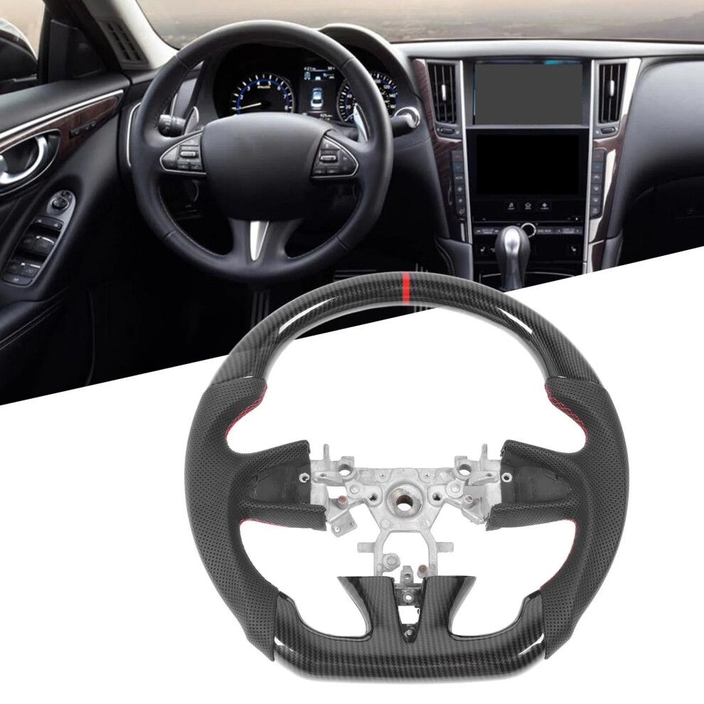 Carbon Fiber Look Hydro Dipped Steering Wheel With Perforated Leather For Q50 (2014-2016) 7445044157175