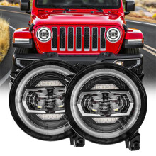 9-Inch Round LED Headlights with Halo DRL & Turn Signal for Jeep Wrangler JL JLU Sahara Rubicon (2018-2022)