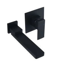 Brushed Gold & Black Wall-Mounted Bathroom Faucet Set with Hot and Cold Mixer Taps