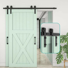 Bypass Barn Door Slides Kit: 4870mm J-Shaped Roller Rails for Double Doors