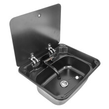 Black Stainless Steel RV Sink with Hidden Water Tank & Vegetable Washing Basin