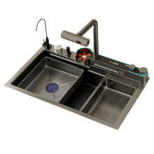 Premium 304 Stainless Steel Honeycomb Embossed Sink with Digital Display - Large Single Slot for Multifunctional Use