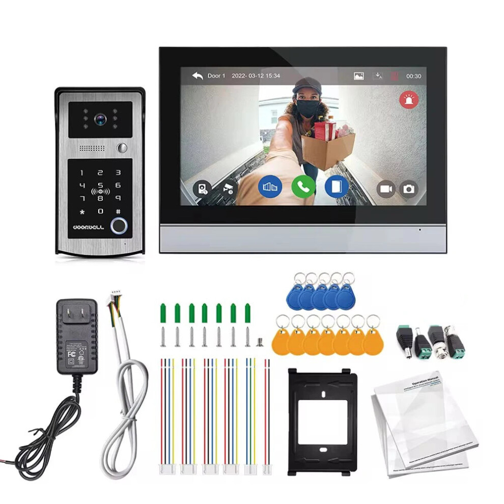 Smart 10-Inch Wifi Touchscreen Doorbell: 5-In-1 Fingerprint & Video Intercom With Tuya App Remote Unlock 711181385052