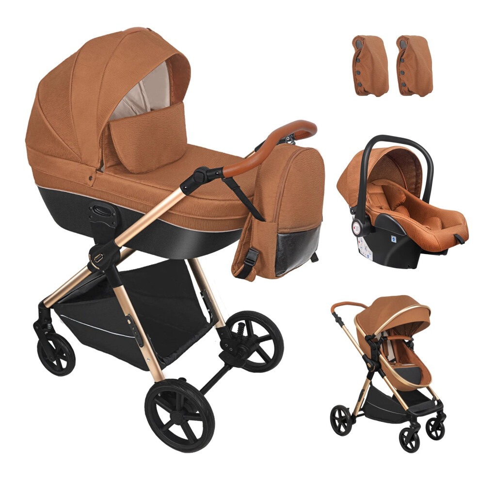 3-In-1 High Landscape Foldable Baby Stroller With Carrycot For Newborns 744110976687