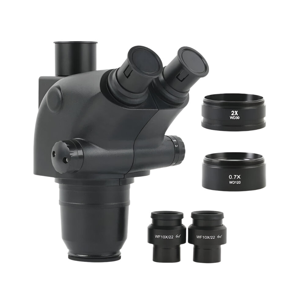 Trinocular Stereo Microscope Head With 130X Zoom & Super Widefield Wf10x 22Mm Eyepiece For Pcb & Phone Repair 7445039768768