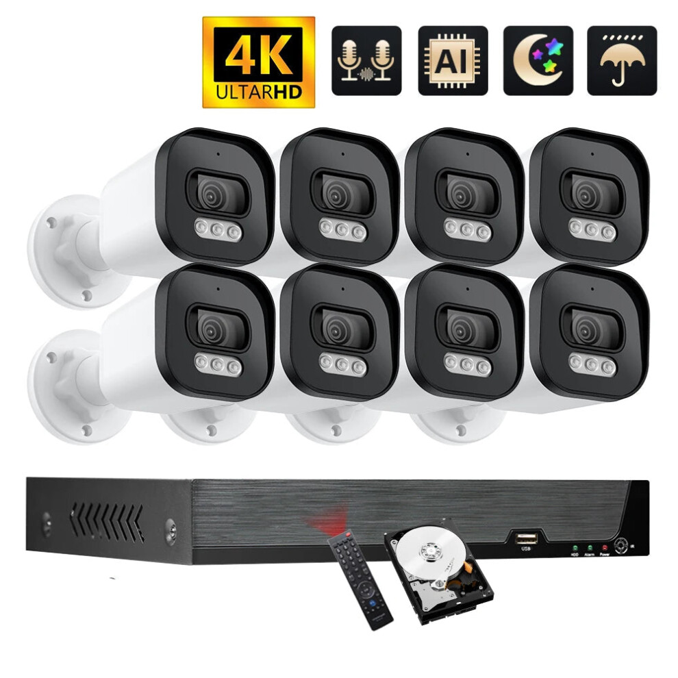 Hfws 4K 8Mp Poe Cctv Security System Kit With 8-Channel H.265 Nvr & Audio-Enabled Outdoor Ip Cameras 313038423407