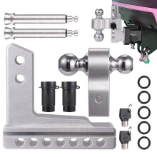 Heavy Duty Adjustable 8-Inch Trailer Hitch Receiver Extender Kit with Pin Locks - Ball Mount, Drop/Rise Options