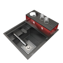 Compact Stainless Steel Hidden Cup Washer Sink with Cover Plate - Multi-Functional Mini Bar and Kitchen Basin