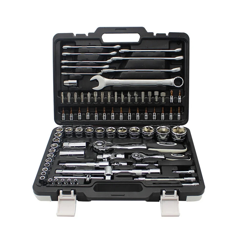 Comprehensive 82-Piece Auto Repair Tool Kit With Wrenches, Ratchet, Sockets, And Screwdrivers 7445056875890