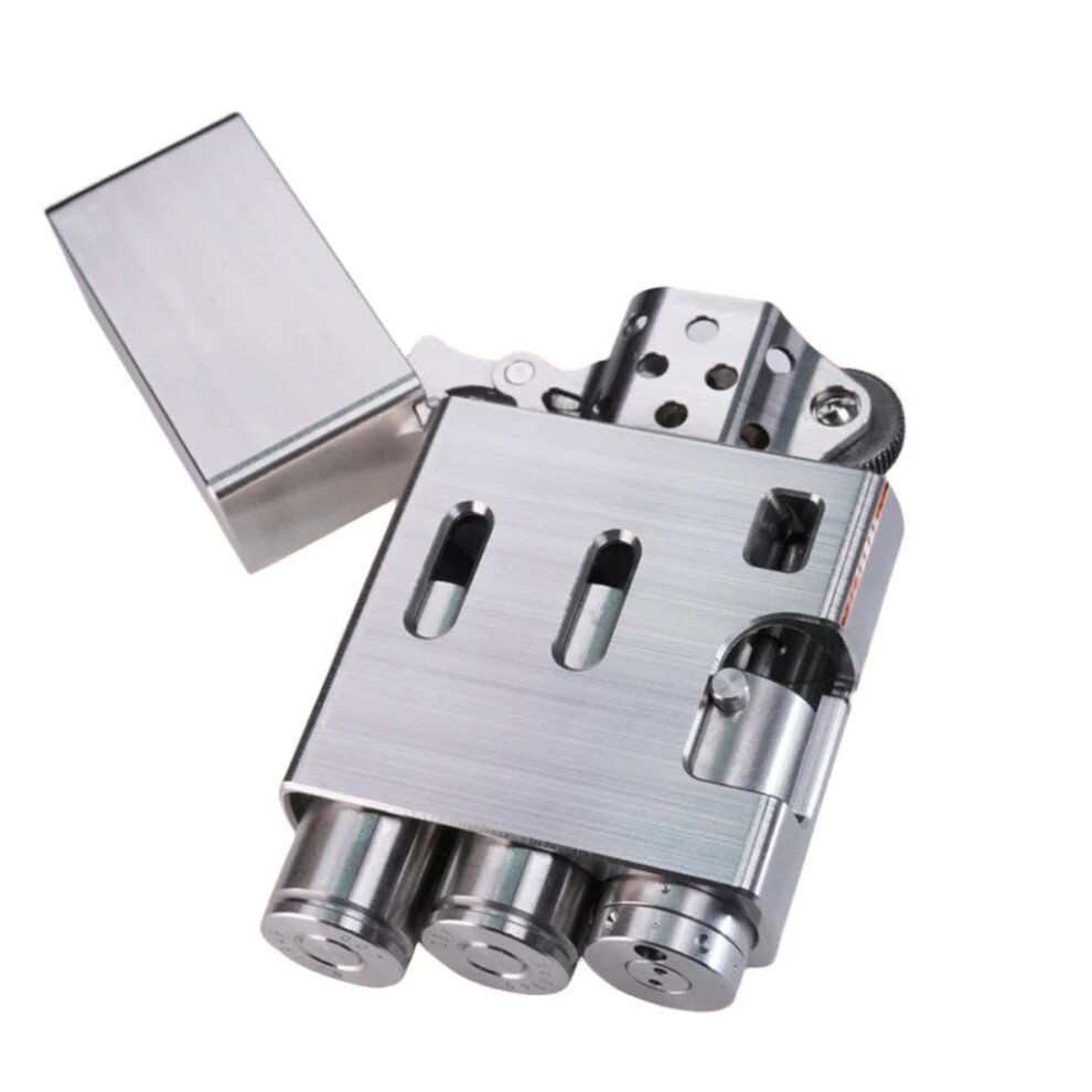 Sleek Stainless Steel Precision Fuel Lighter - Creative Kerosene Cigarette Lighter With Cartridge Filling Design 726084024236