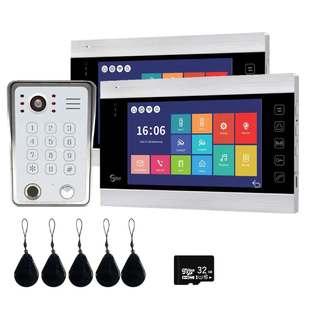 7-Inch Wifi Smart Video Doorbell With 1080P Camera & Fingerprint Access - Tuya-Enabled Intercom System 705353738302