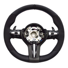 BMW F30/F10 M Performance Steering Wheel - Half Suede with Black Fur, Carbon Baked Paint, Black Button Frame