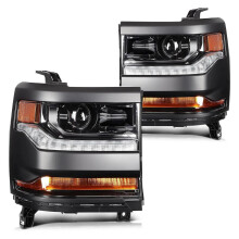 OEM Chevrolet Silverado Headlights (2016-2018) - Black Housing with HID Lens & Halogen Steering