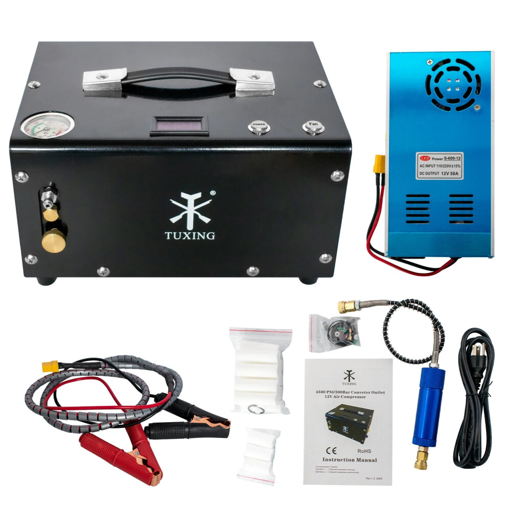 Portable 300Bar Pcp Air Compressor - 4500Psi High-Pressure With 12V Car Power Supply For Scuba Diving & Air Rifles 384925327832