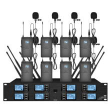 8-Channel UHF Professional Wireless Microphone System with Headphone & Condenser Mic for Stage, DJ, & Outdoor Events