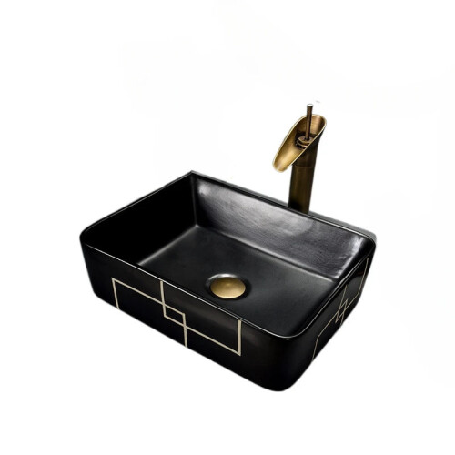 Retro Ceramic Rectangular Washbasin - Artful Bathroom & Balcony Single Basin