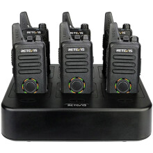 Retevis RT22S Mini Two-Way Radio Walkie Talkie Set with 6-Piece Six-Way Charger, VOX Hands-Free for Hotels, Restaurants, and Supermarkets