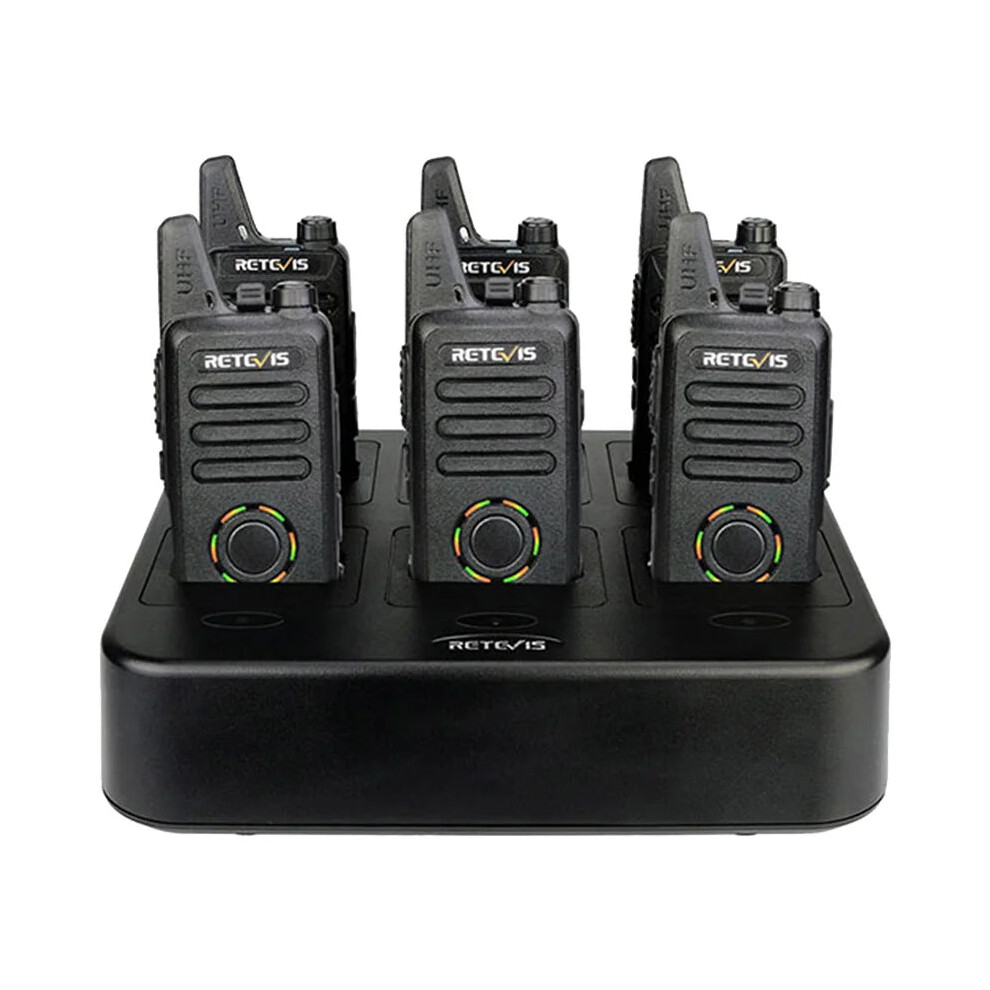 Retevis Rt22s Mini Two-Way Radio Walkie Talkie Set With 6-Piece Six-Way Charger, Vox Hands-Free For Hotels, Restaurants, And Supermarkets 744759454522