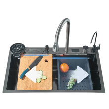 Stainless Steel Topmount Kitchen Sink with Touch-Activated Waterfall Faucet