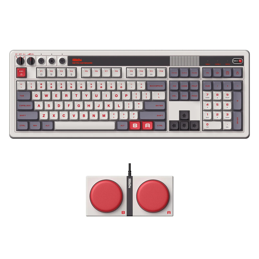 8Bitdo Retro Mechanical Bluetooth & Usb-C Gaming Keyboard - 108-Key Hot-Swappable For Windows & Android 313093020061