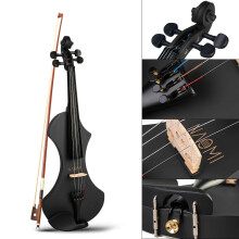 Naomi 4/4 Full Size Electric Violin Fiddle Set - Slim Waist Design with Brazilwood Bow, Audio Cable, Bridge & Case for Beginners