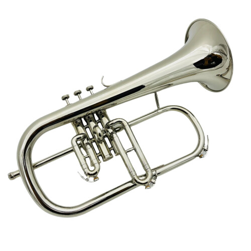 Affordable Silver-Plated Flugelhorn Bb with Black Valve - Includes Case &