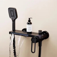 Waterfall Style Wall-Mounted Bathroom Mixer Taps - Brass Hot & Cold Shower Faucets in Black, White, Chrome, or Brushed Gold