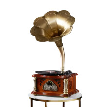 Vintage Wooden Multi-Turntable Gramophone: Retro Vinyl Record Player & Audio Receiver