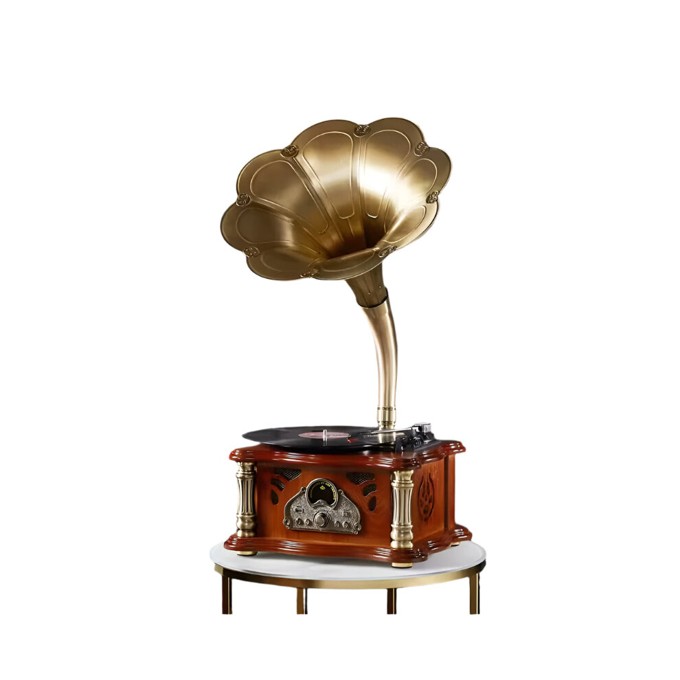 Vintage Wooden Multi-Turntable Gramophone: Retro Vinyl Record Player & Audio Receiver 7445019939928